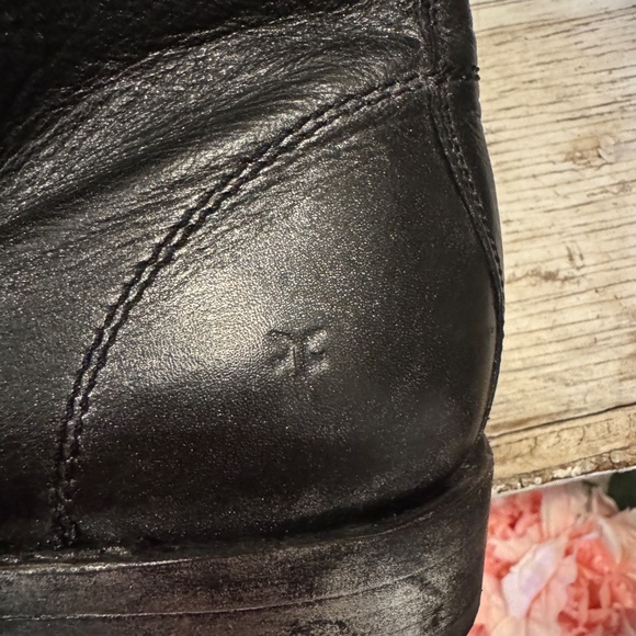 FRYE BOOT | LACE UP | COMBAT TYLER MOTO | BLK LEATHER SILVER METALLIC | VERONICA - Picture 2 of 15